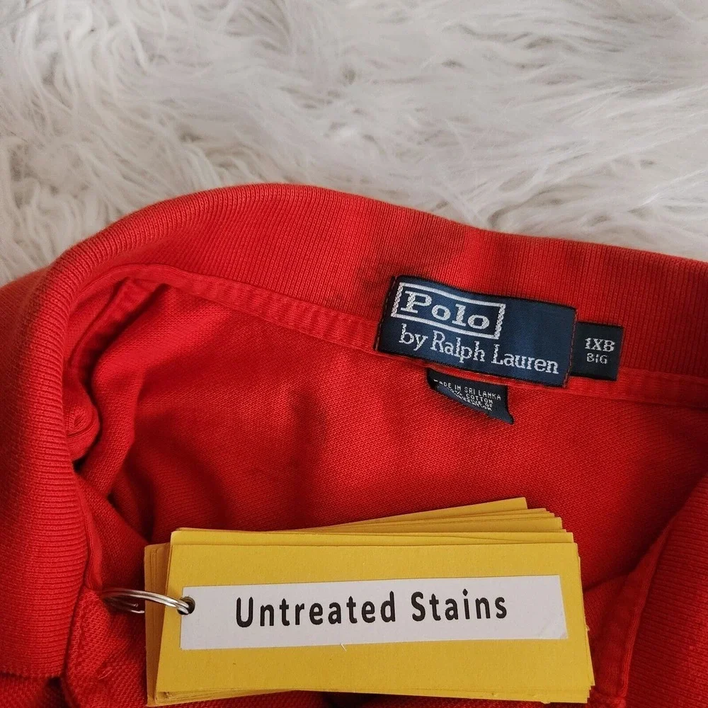 Vtg Polo Ralph Lauren Polo Shirt‎ Mens 1XB Big Duel Match 3 Big Pony Red